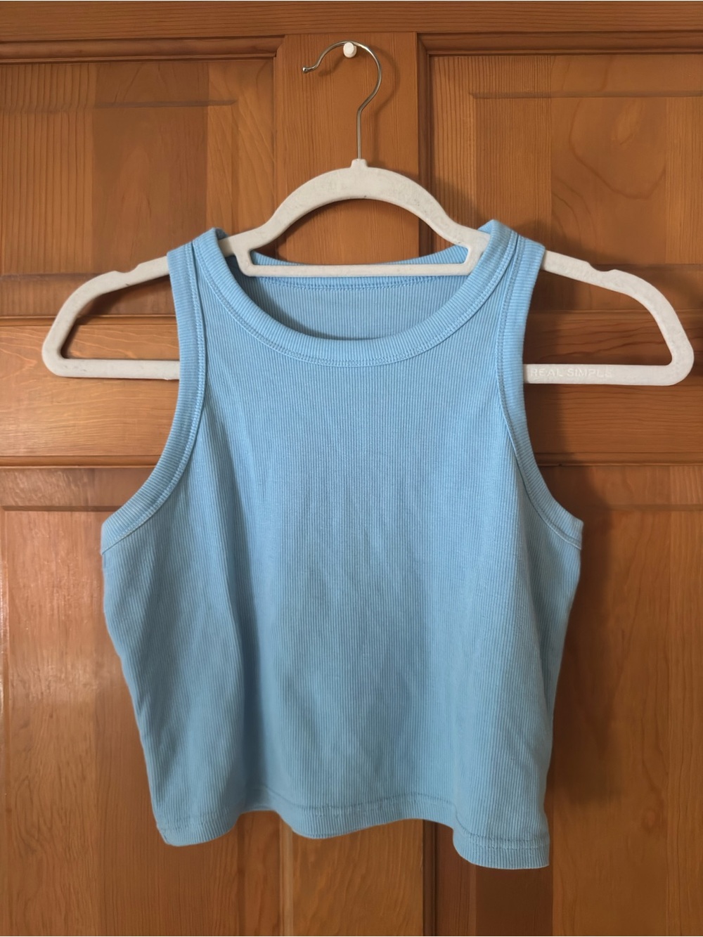 SHEIN Light Blue Ribbed Tank Top
